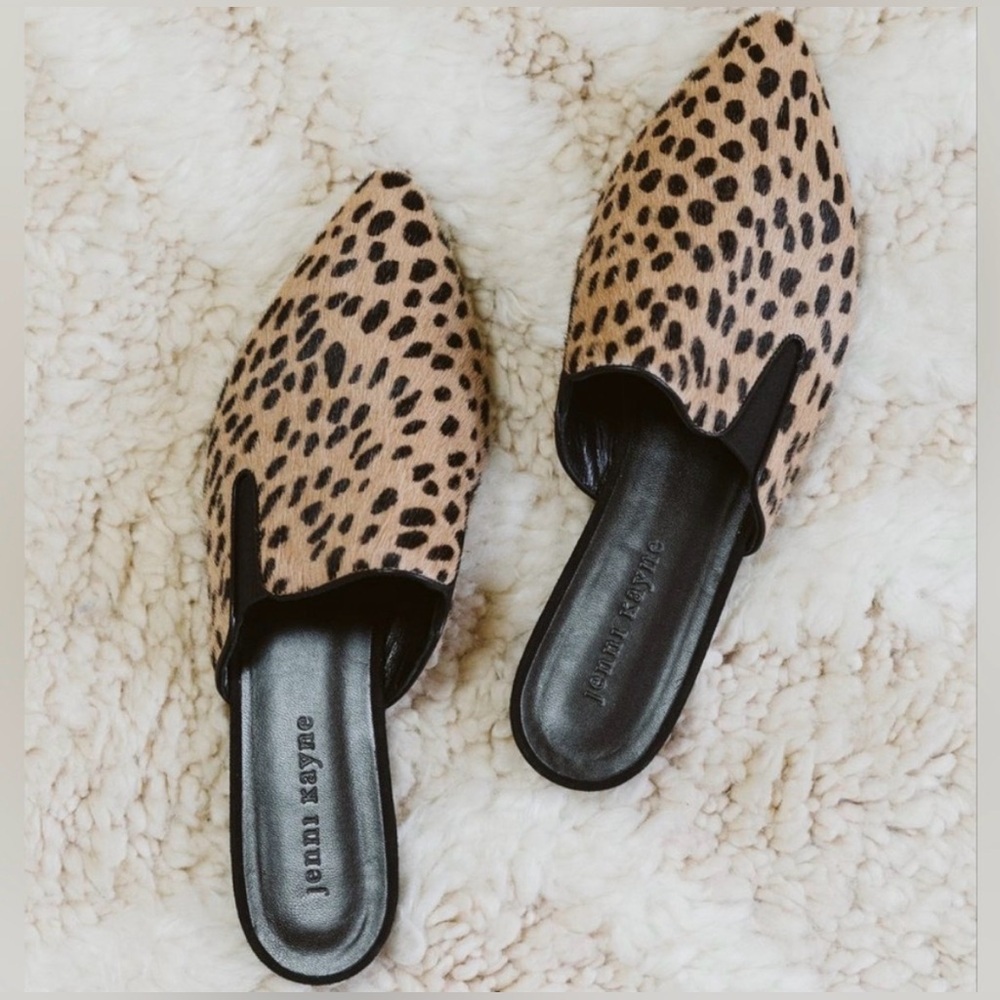 New! Jenni Kayne Pony Hair Mule - Spotted Leopard Cheetah Animal Print - Size 37 - Picture 2 of 15